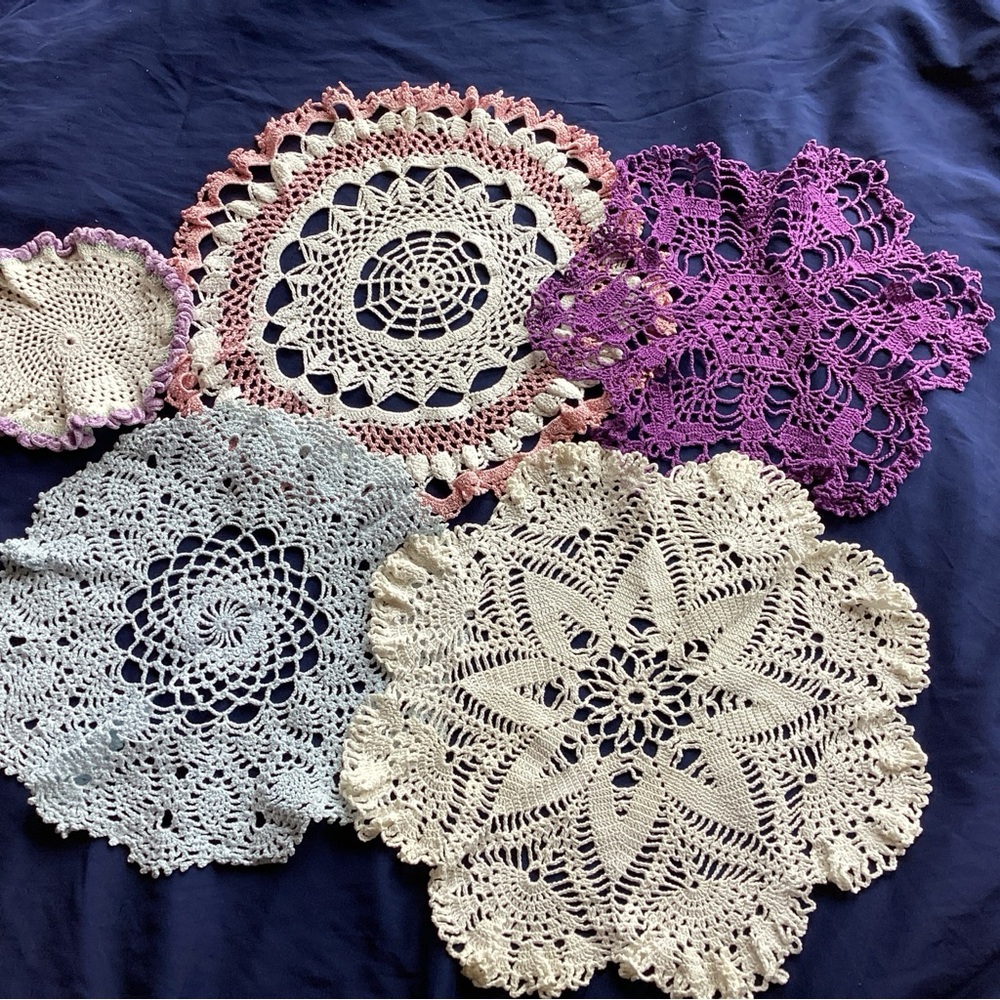 Vintage Handmade Dolies lot of 5